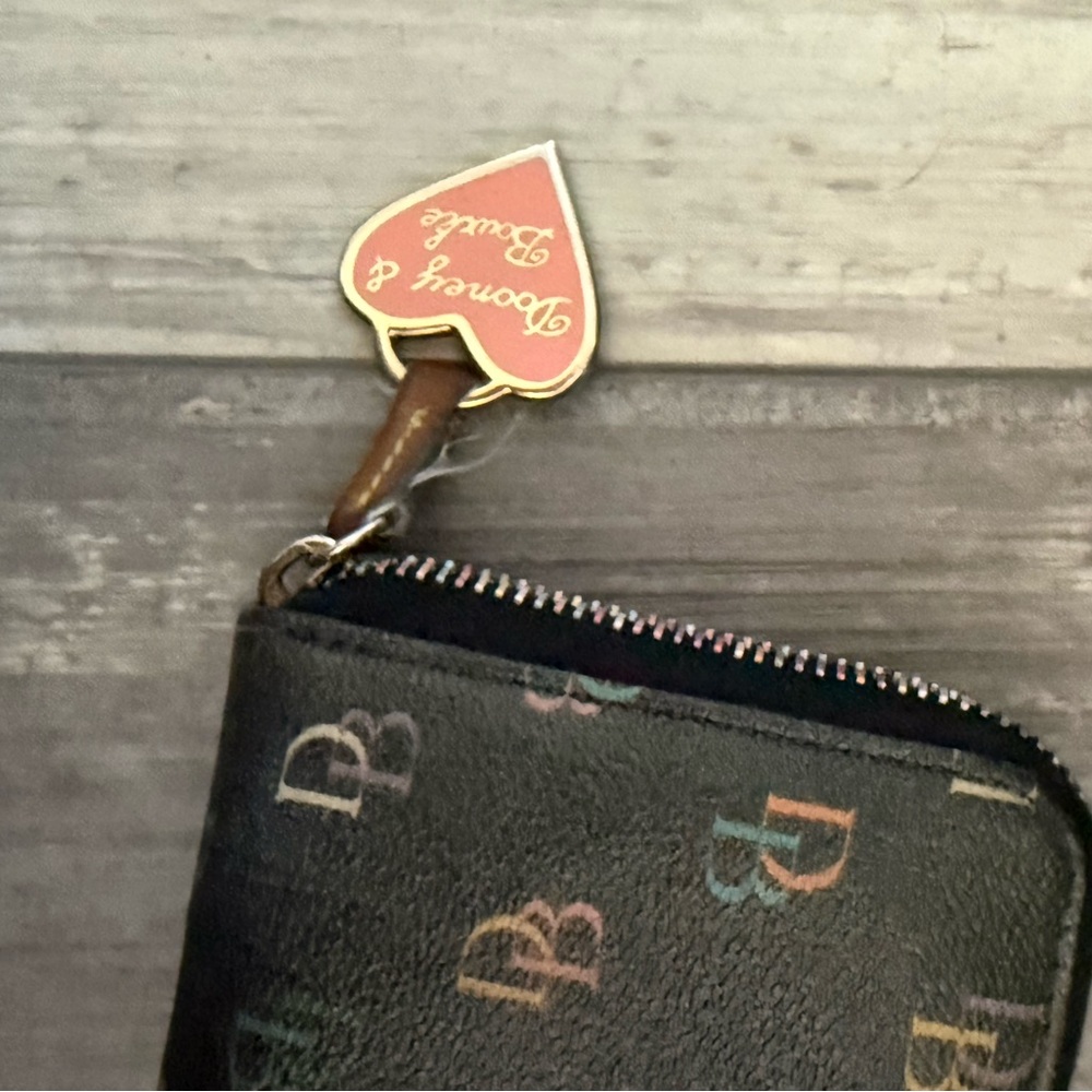Dooney and Bourke Black Multicolor Logo Wallet - Picture 2 of 8